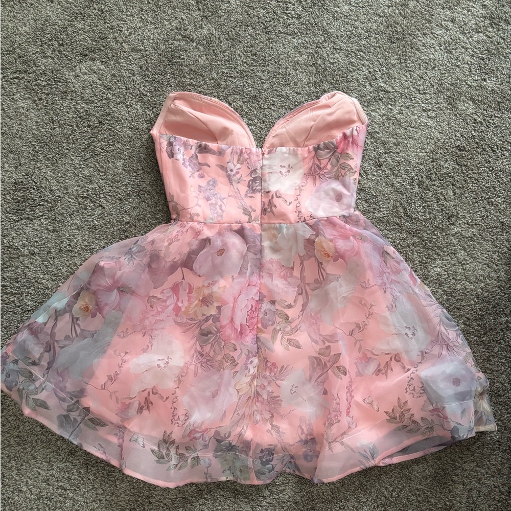 Gem Deep Sweetheart Neckline Mini Dress Floral Pink - Picture 4 of 4